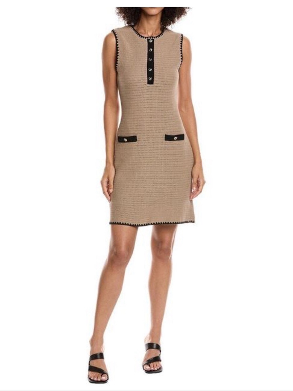 NWT Ted Baker London Crochet Sleeveless Shift Dress with Black Trim